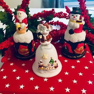 🎄Vintage Christmas Bells Santa, Snowman & Mouse🎄